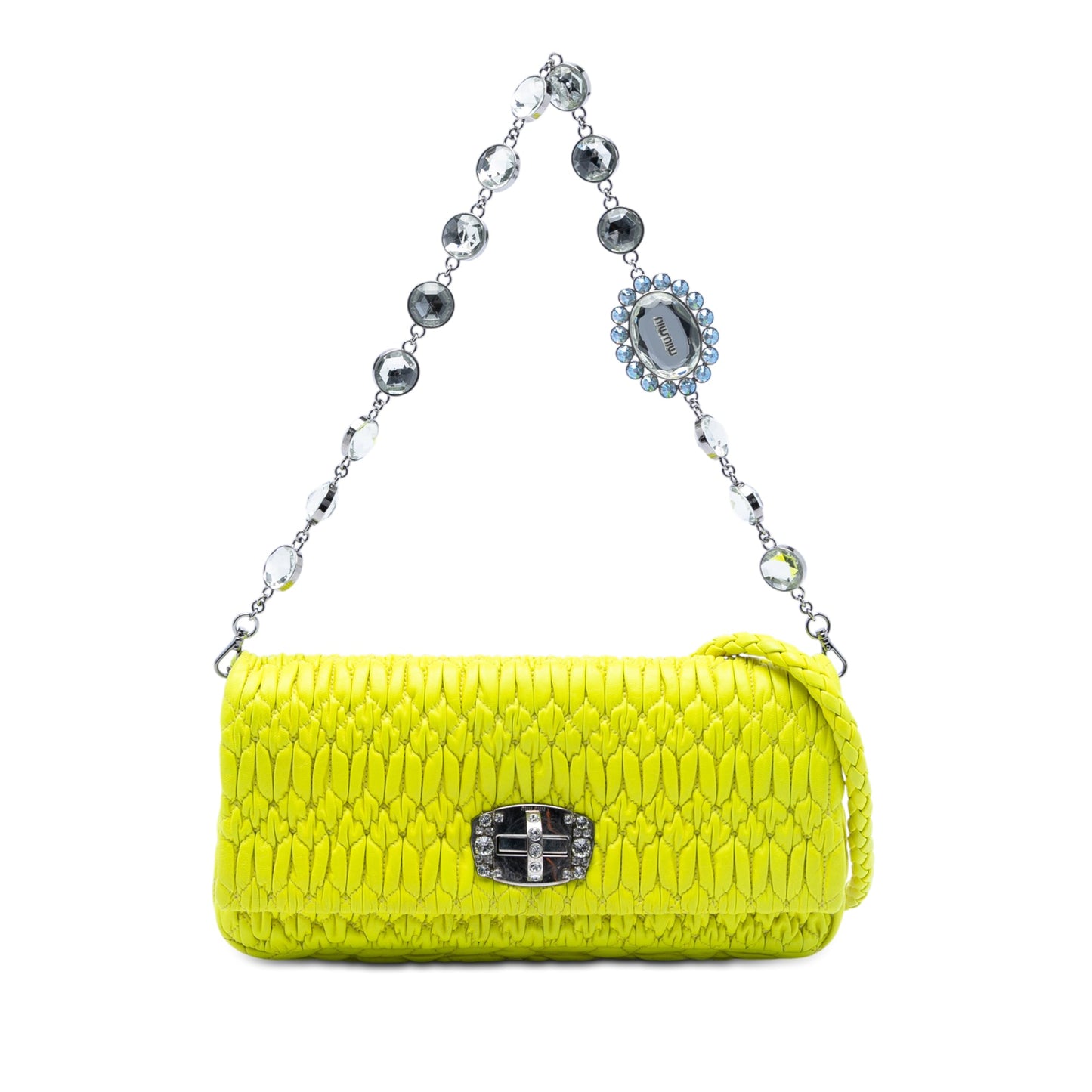 Miu Miu Matelasse Nappa Crystal Chain Satchel