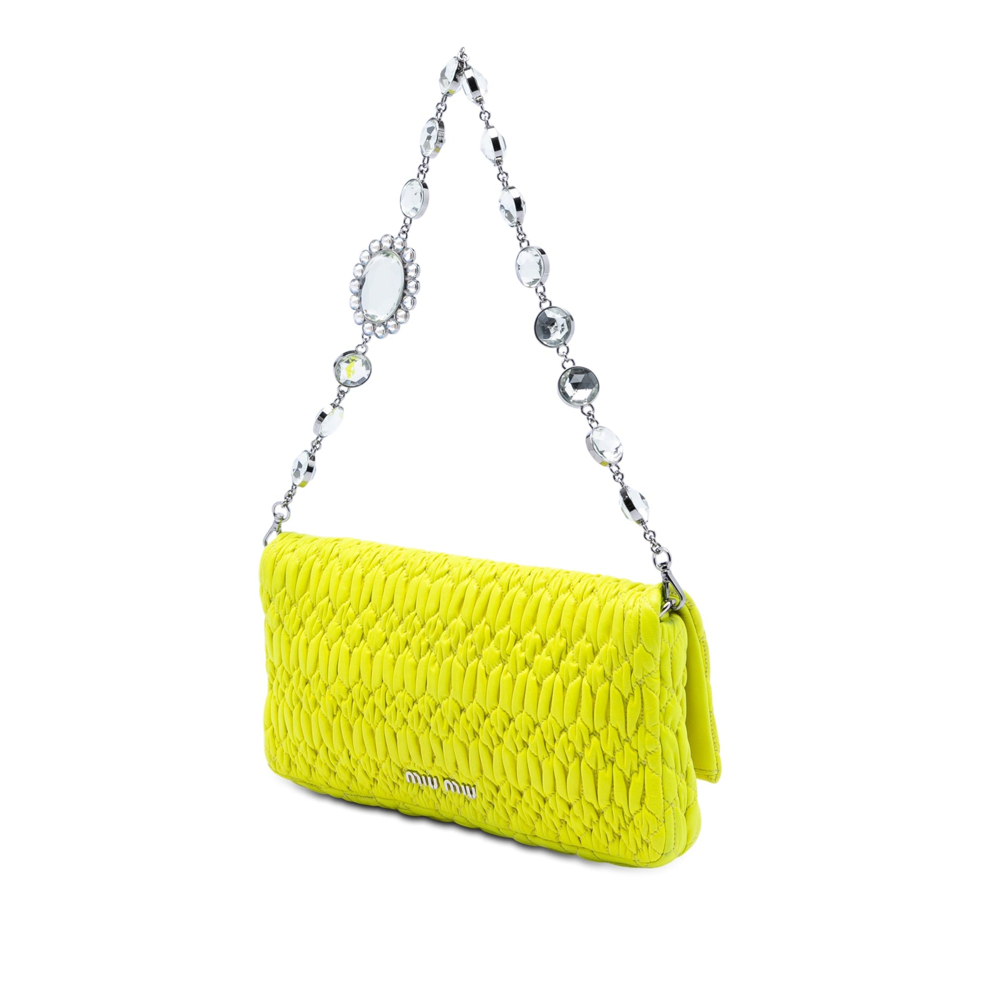 Miu Miu Matelasse Nappa Crystal Chain Satchel