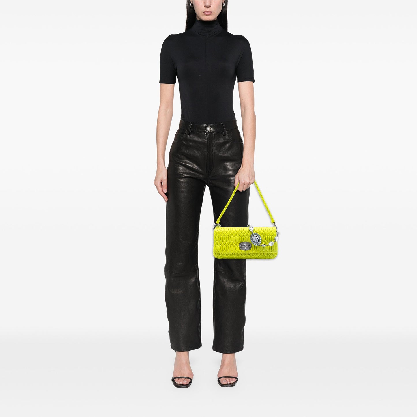 Miu Miu Matelasse Nappa Crystal Chain Satchel