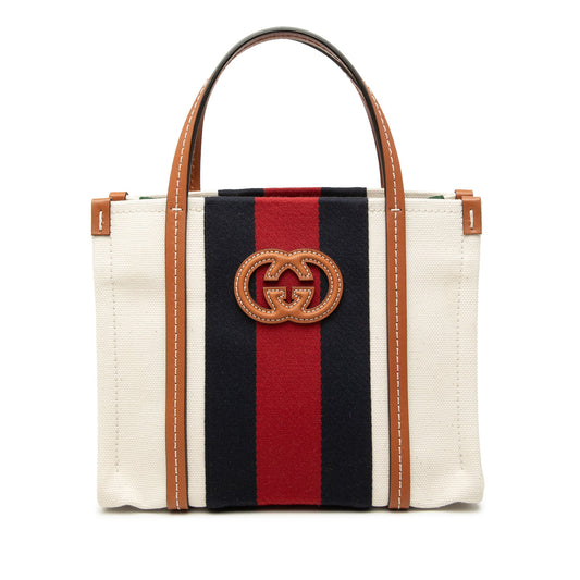 Gucci Mini Canvas Interlocking G Web Tote