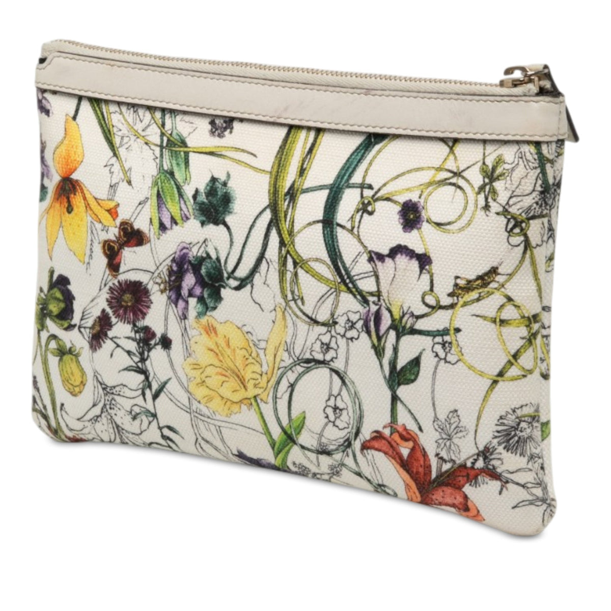 Gucci Printed Canvas Flora Infinity Clutch — White