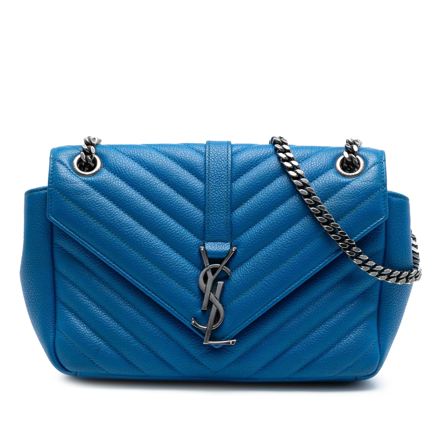 Saint Laurent Medium Chevron Sheepskin Monogram College Shoulder Bag
