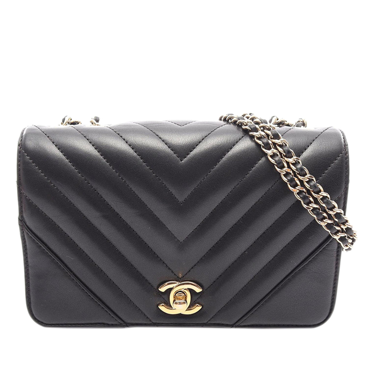 Chanel Small Chevron Lambskin Statement Flap