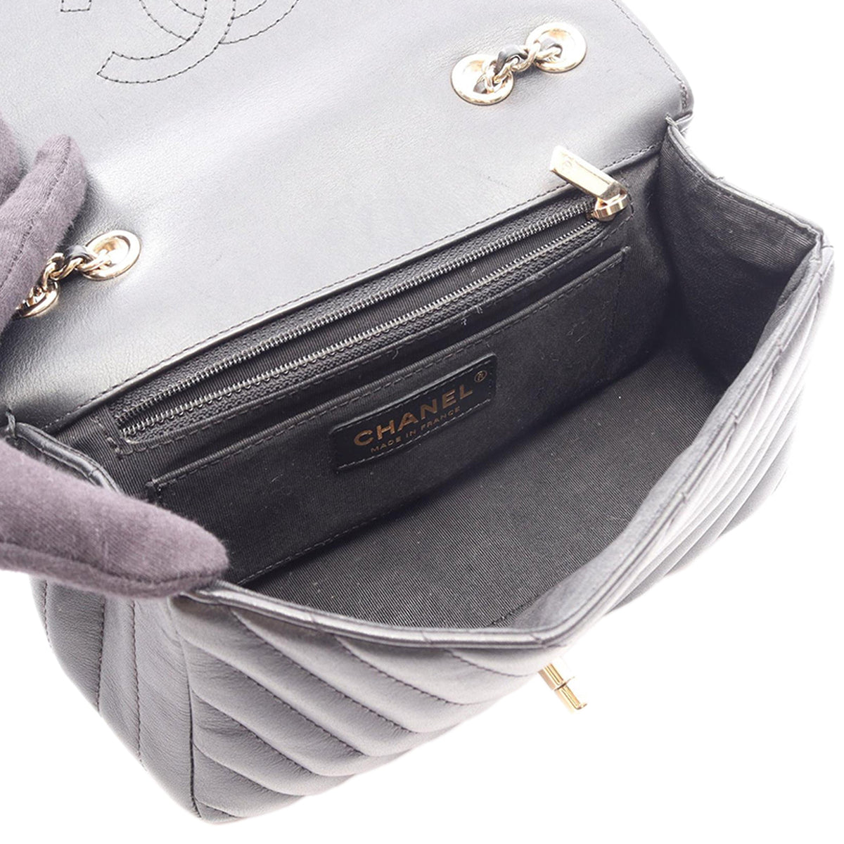 Chanel Small Chevron Lambskin Statement Flap