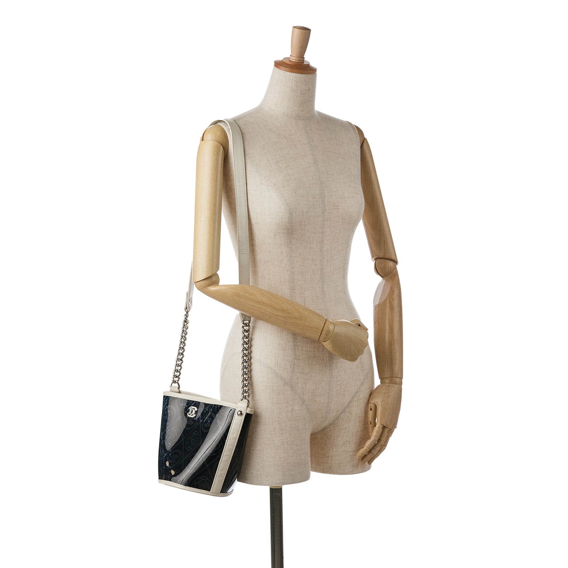 Chanel Crumpled Calfskin PVC Camellia Bucket