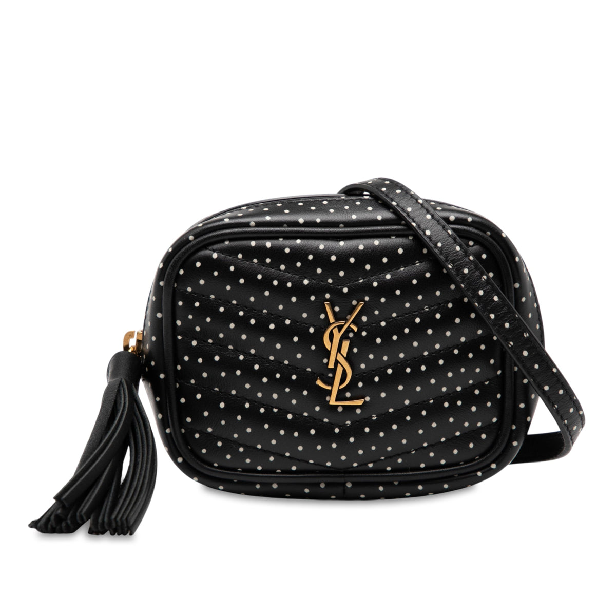 Saint Laurent Baby Quilted Chevron Calfskin Monogram Polka Dot Lou Camera Bag