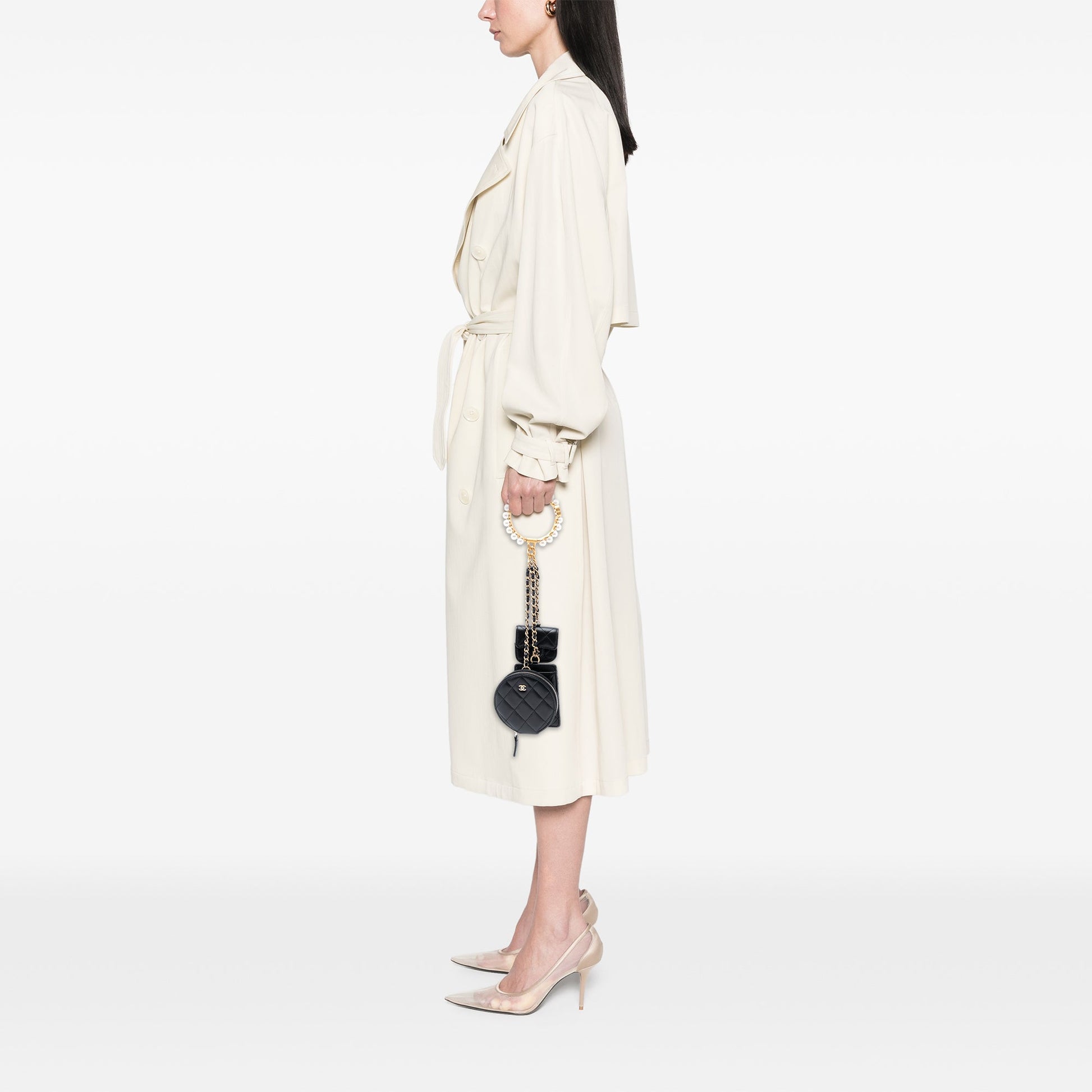 Chanel Quilted Lambskin Pearl Crown CC Wristlet Multi Pouches