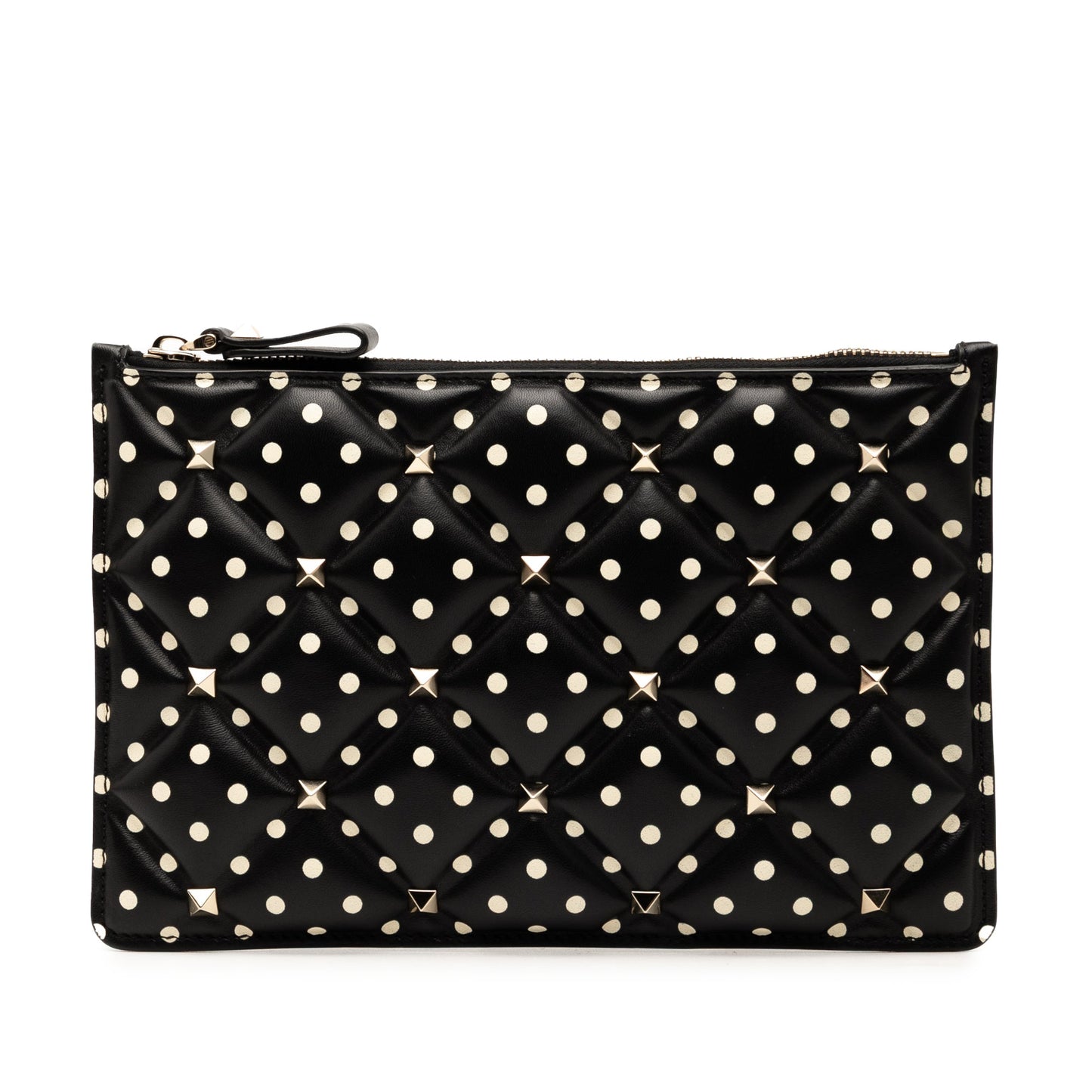 Valentino Leather Polka Dot Rockstud Clutch