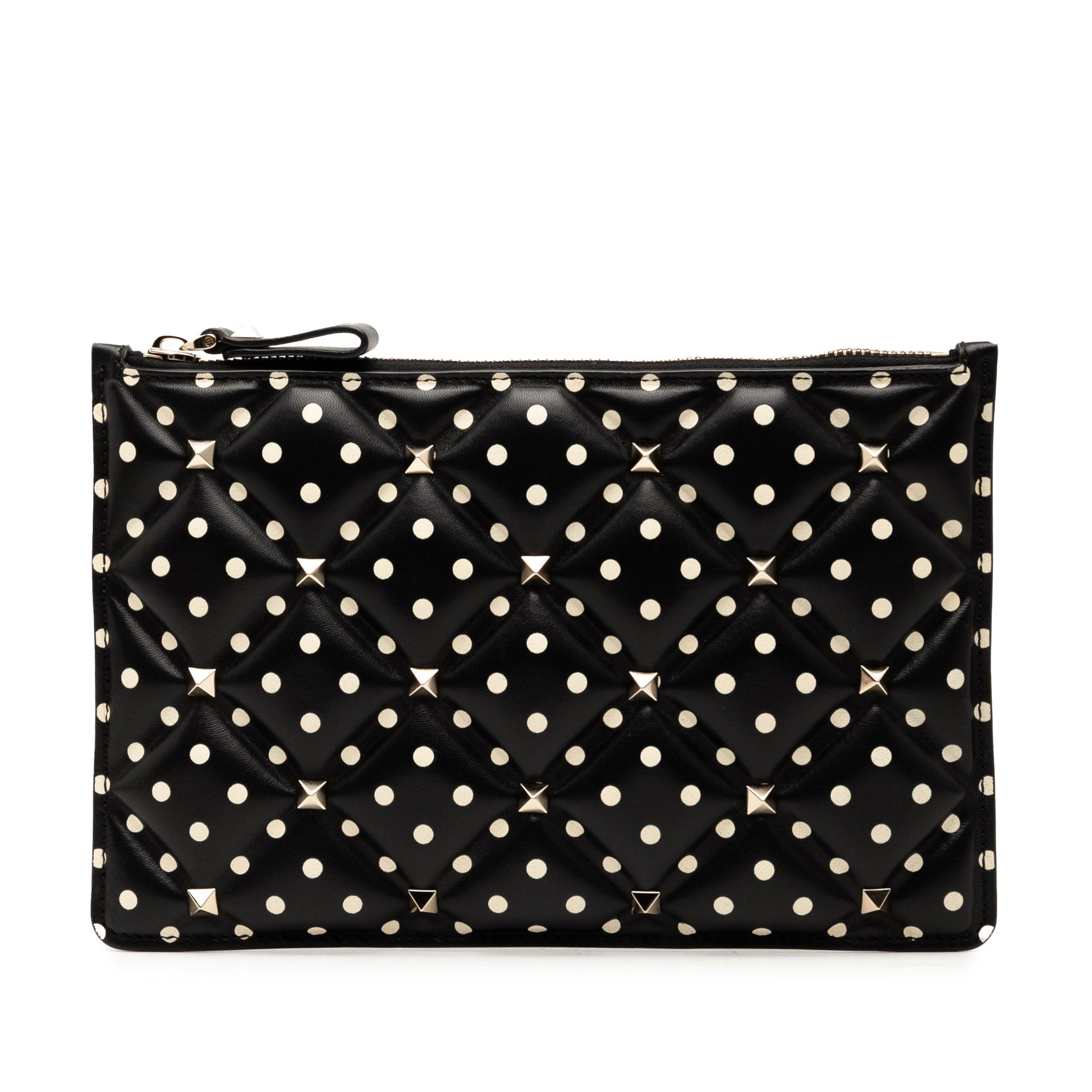 Valentino Leather Polka Dot Rockstud Clutch