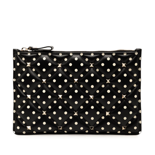 Valentino Leather Polka Dot Rockstud Clutch
