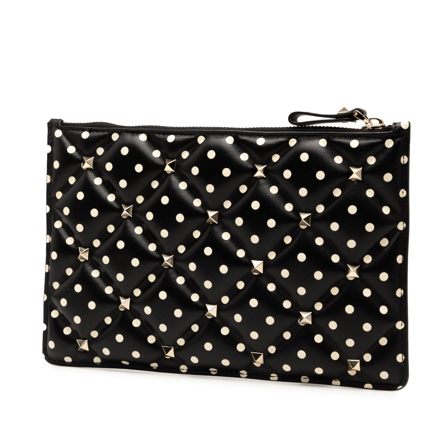 Valentino Leather Polka Dot Rockstud Clutch