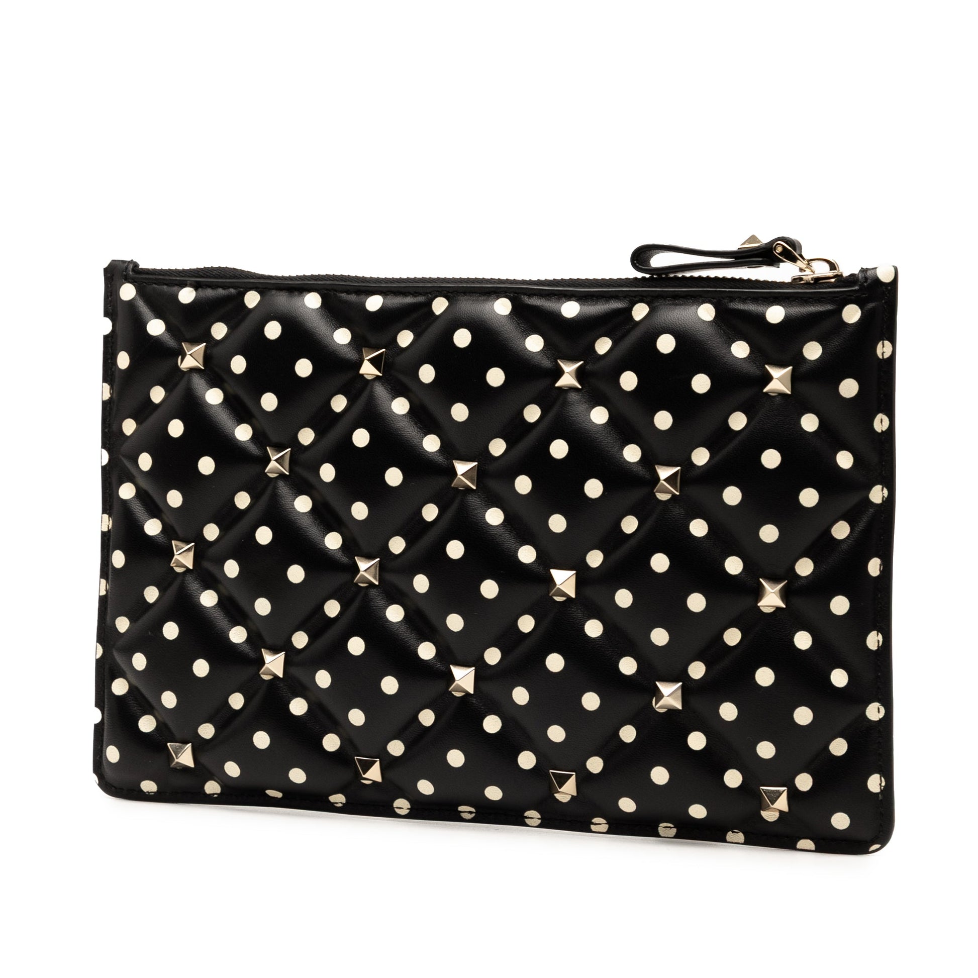 Valentino Leather Polka Dot Rockstud Clutch