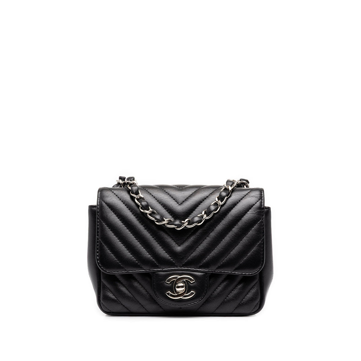 Chanel Mini Square Classic Chevron Lambskin Single Flap