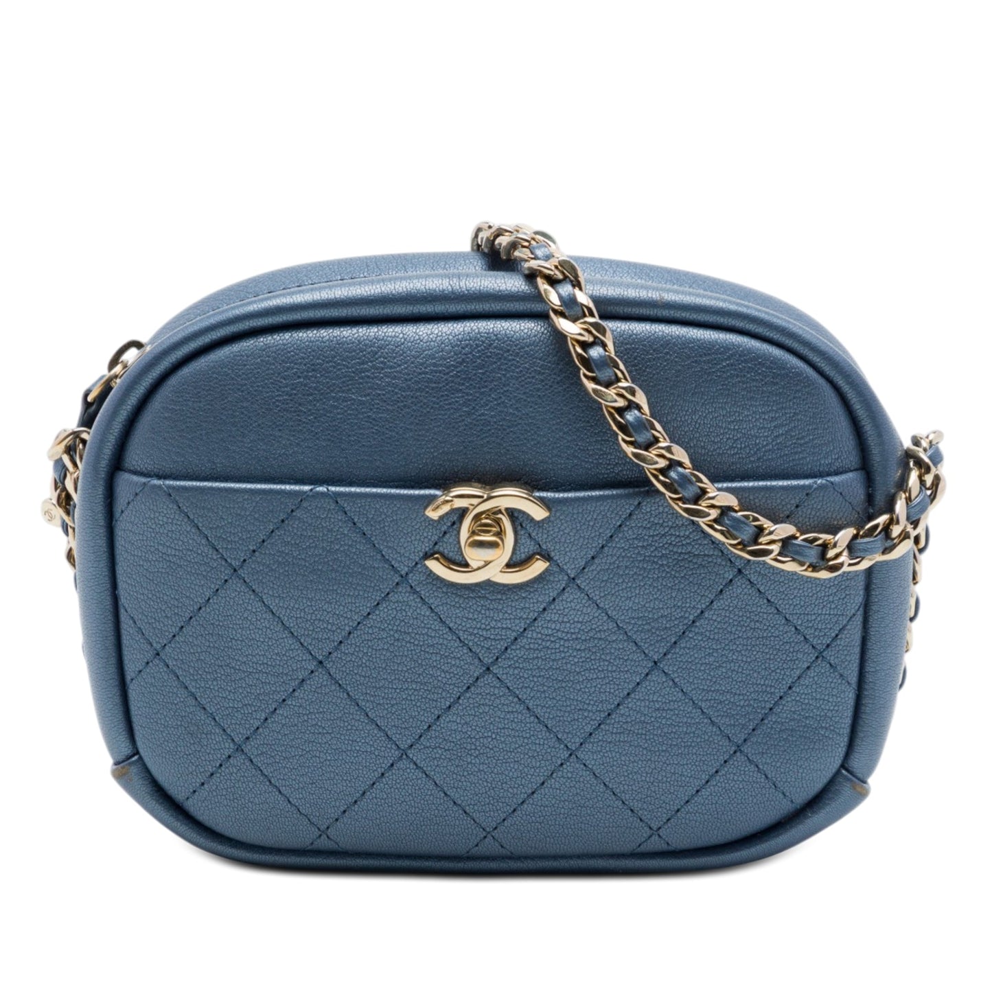 Chanel Small Quilted Metallic Goatskin Casual Trip Camera Bag