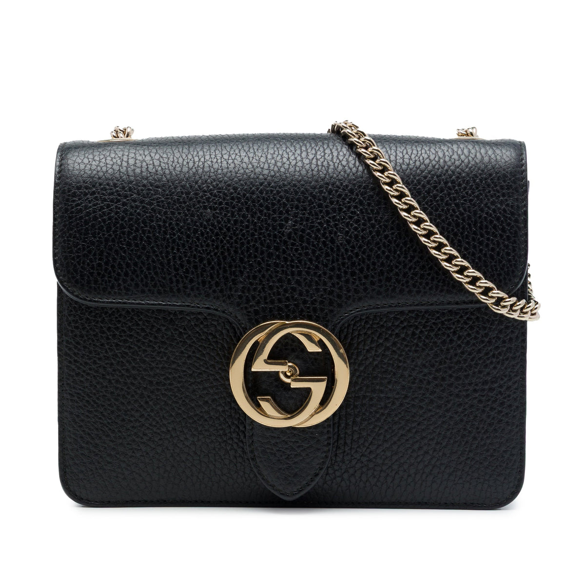Gucci Small Dollar Calfskin Interlocking G Crossbody — Black