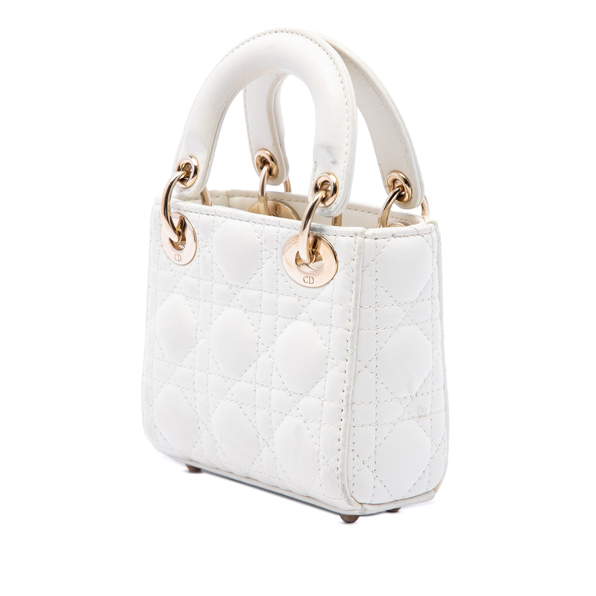 Dior Micro Lambskin Cannage Lady Dior — White