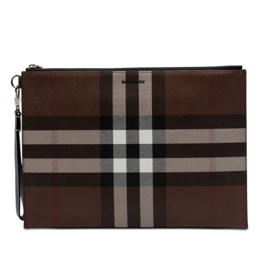 Burberry Check Coated Canvas Zip Pouch