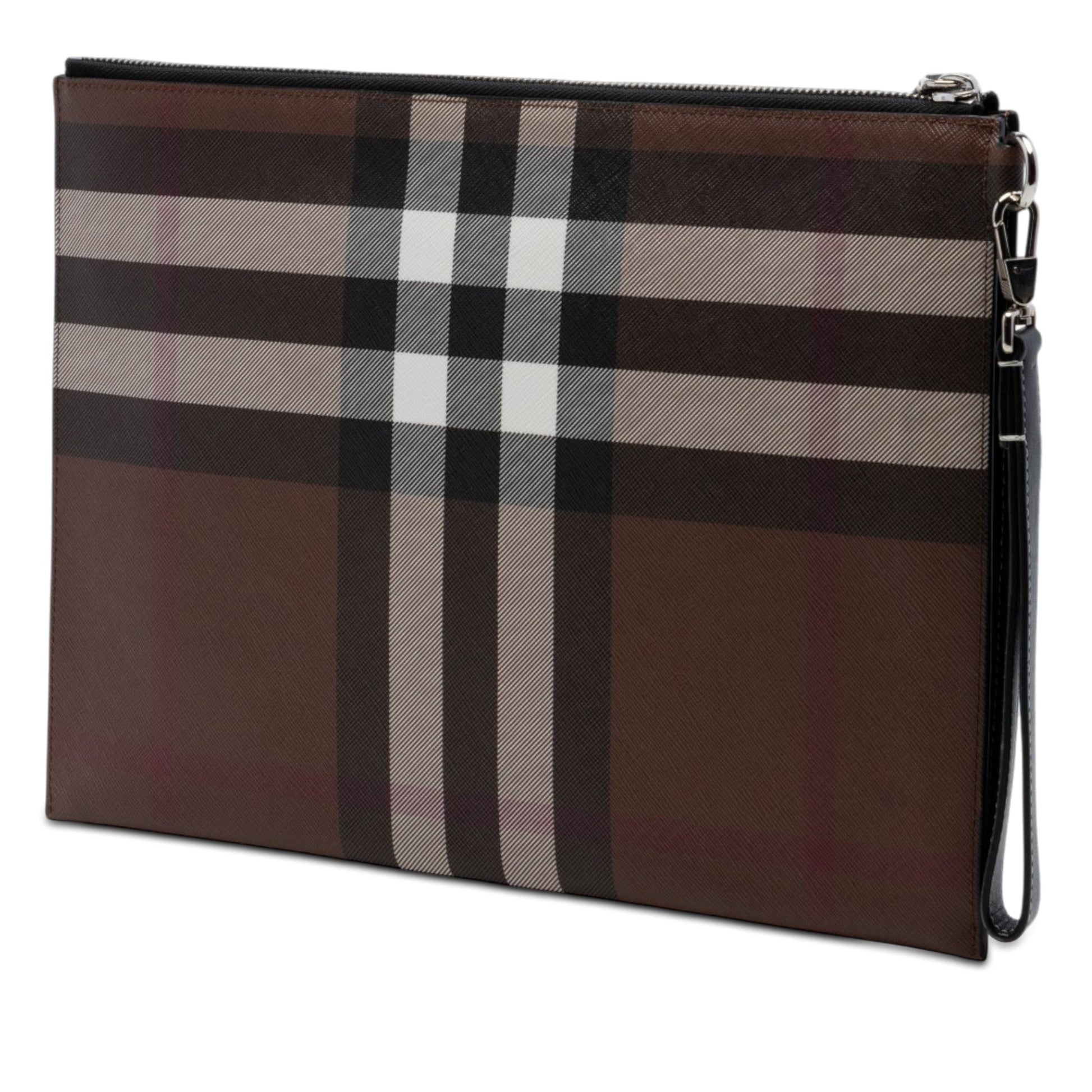 Burberry Check Coated Canvas Zip Pouch