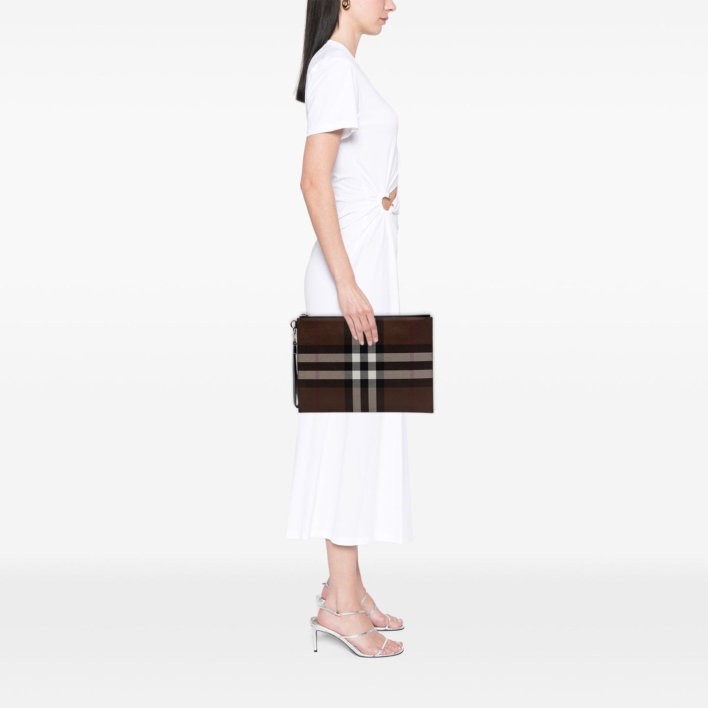 Burberry Check Coated Canvas Zip Pouch
