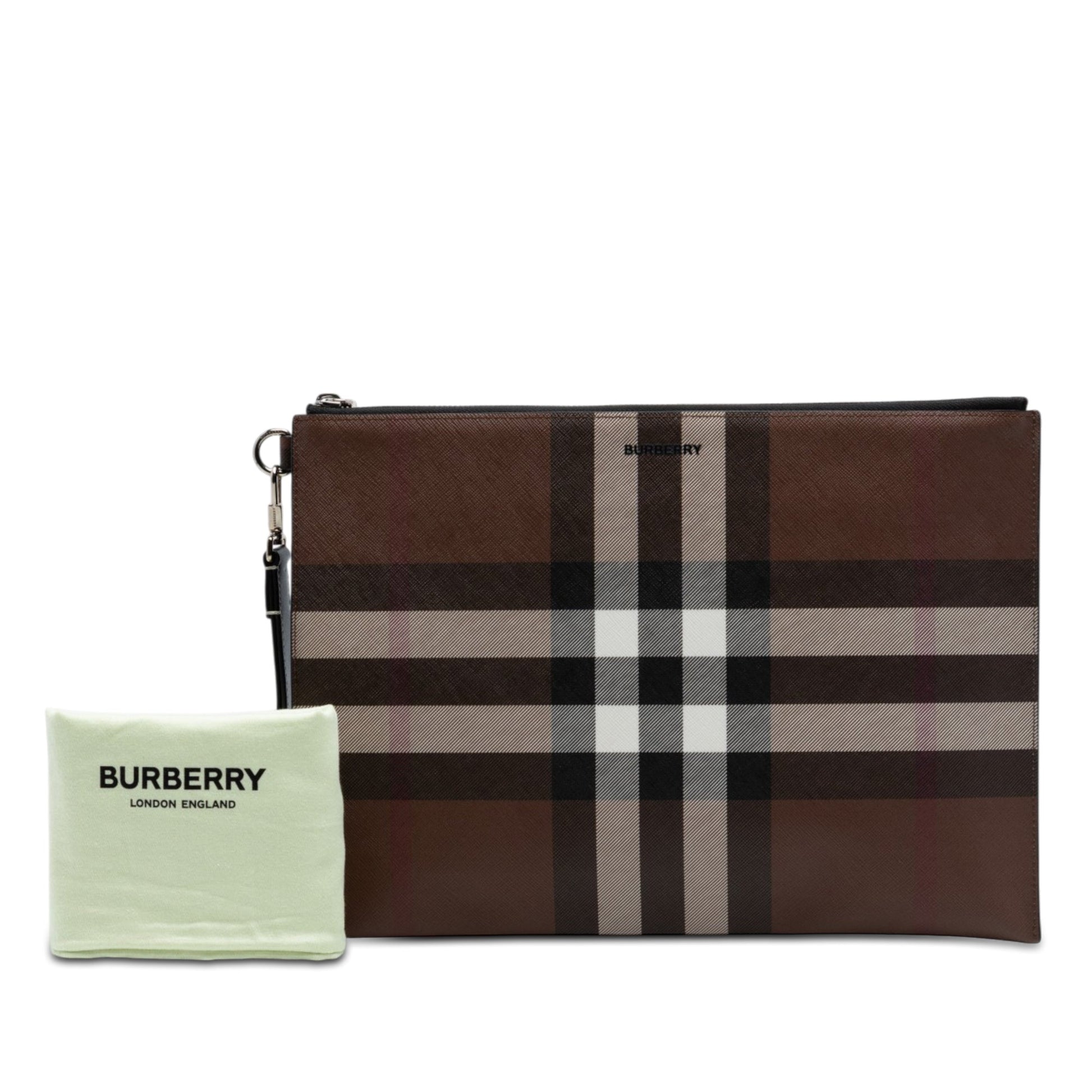 Burberry Check Coated Canvas Zip Pouch
