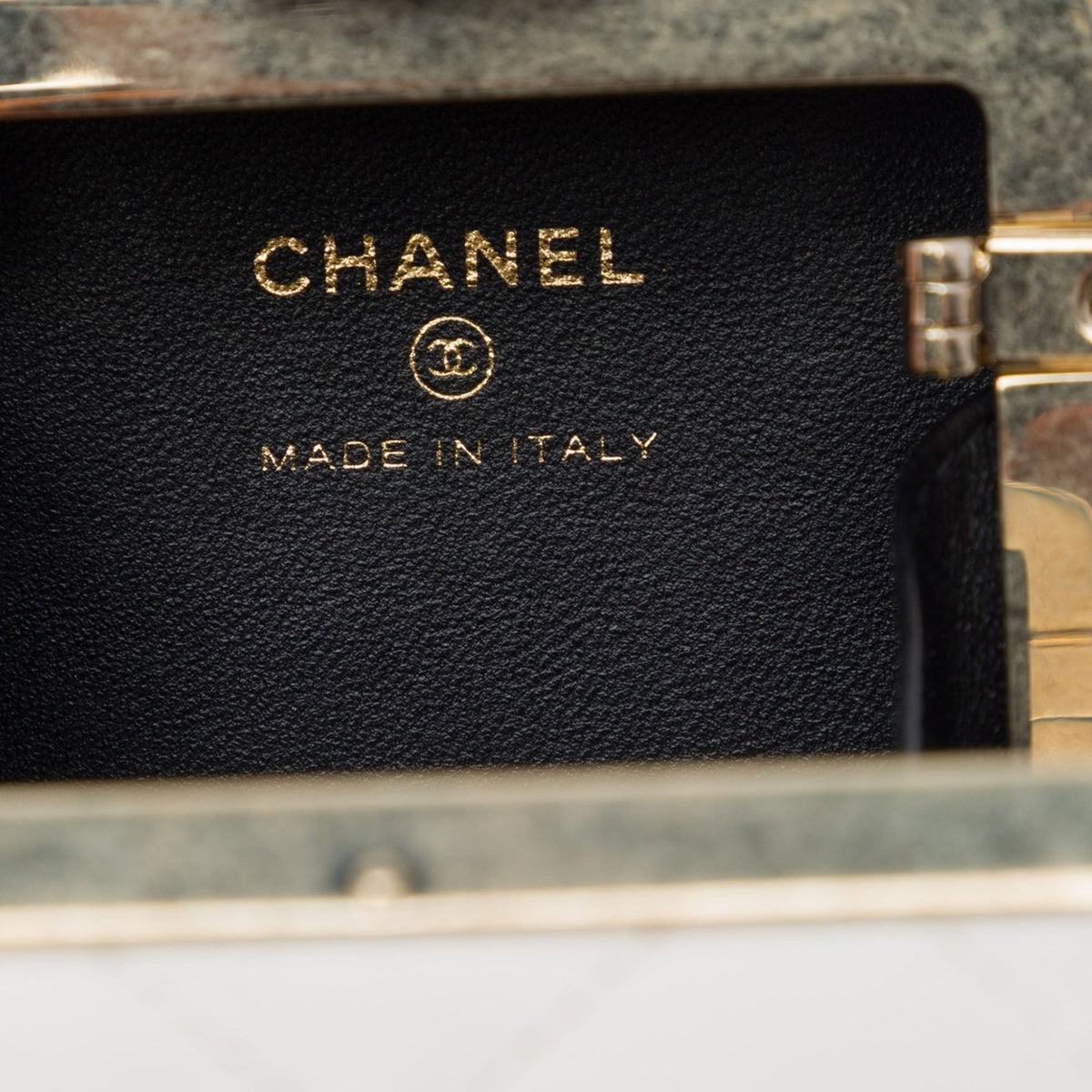 Chanel Bicolor Quilted Lambskin Cube Clutch with Chain