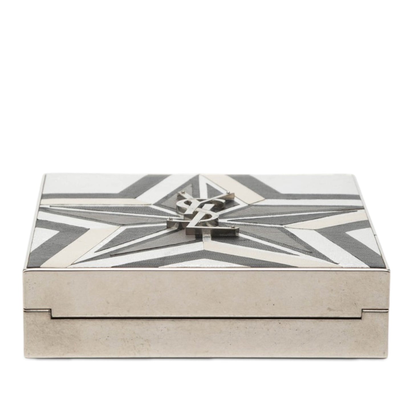 Saint Laurent Metal and Leather Tuxedo Box Star Clutch on Chain