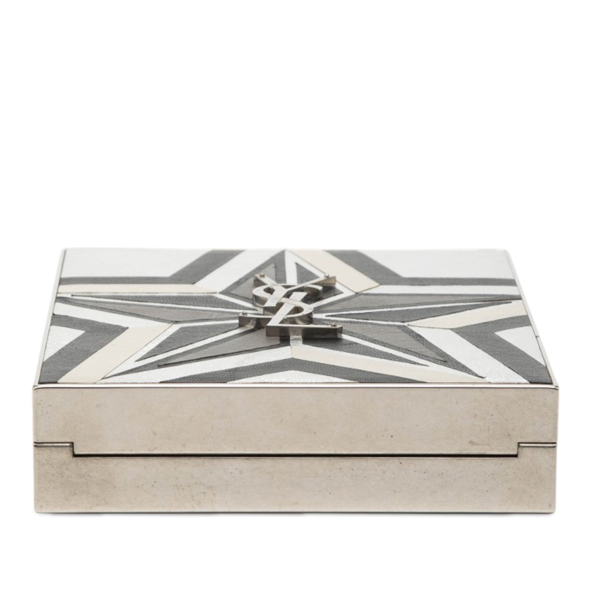 Saint Laurent Metal and Leather Tuxedo Box Star Clutch on Chain