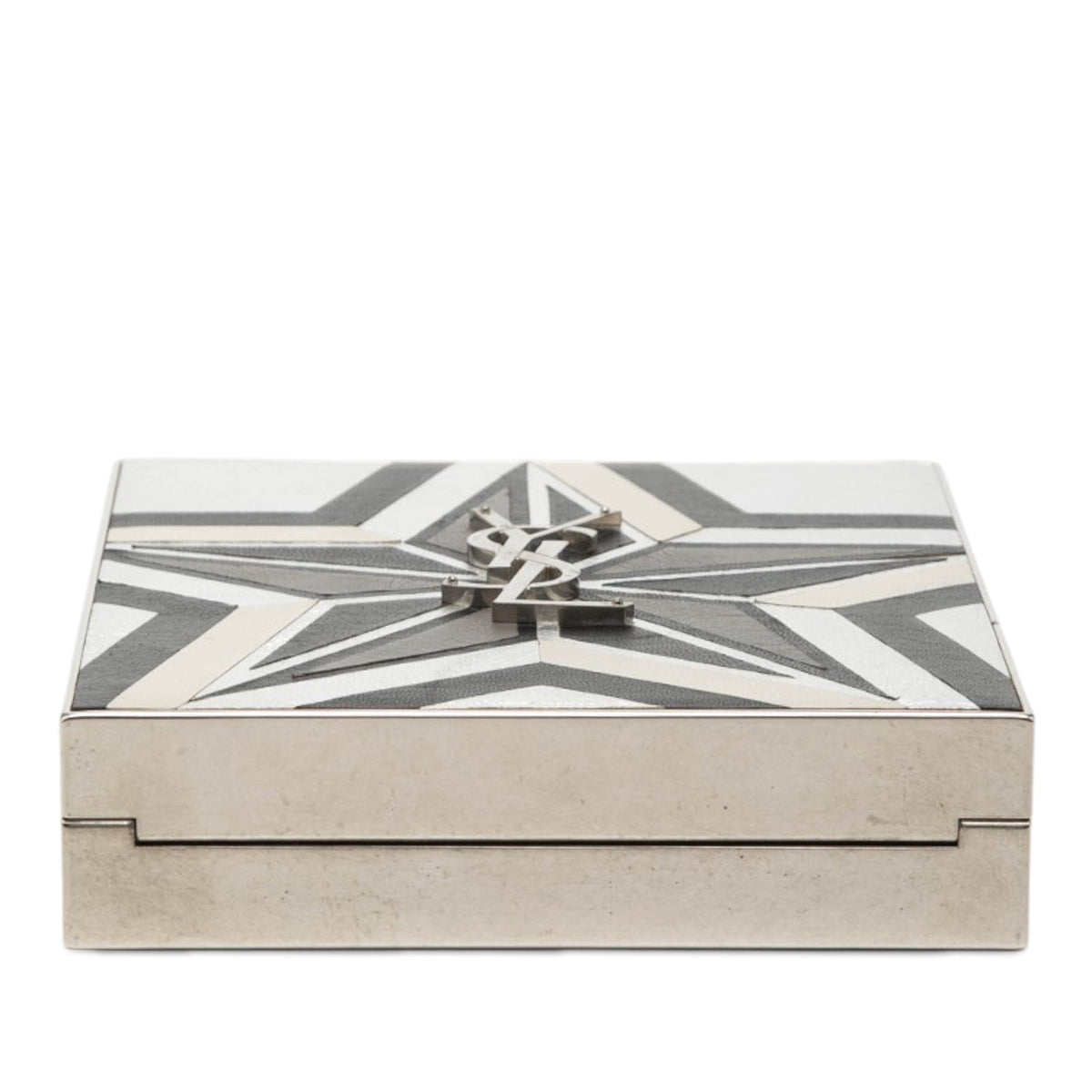 Saint Laurent Metal and Leather Tuxedo Box Star Clutch on Chain