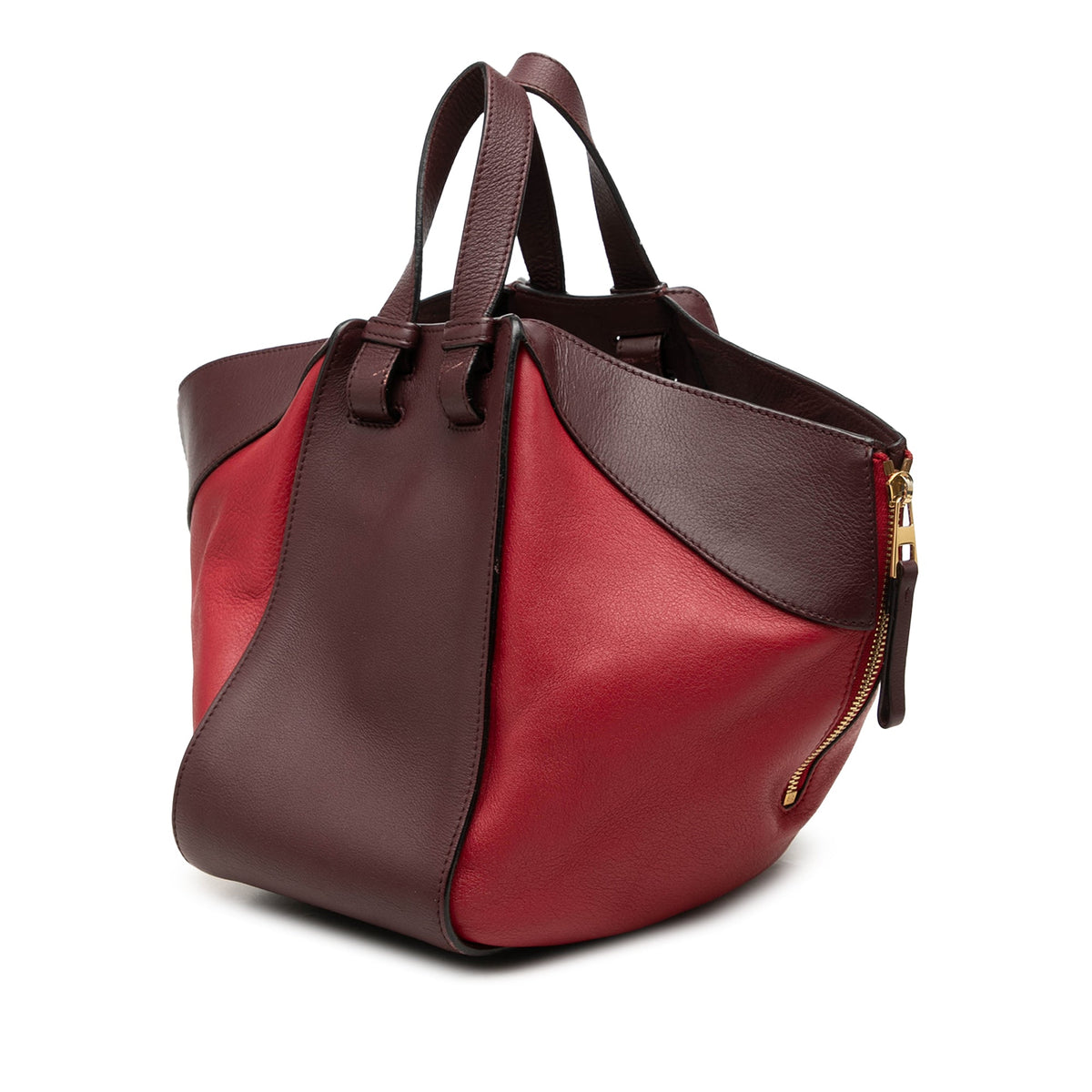 LOEWE Small Bicolor Calfskin Hammock Bag — Red