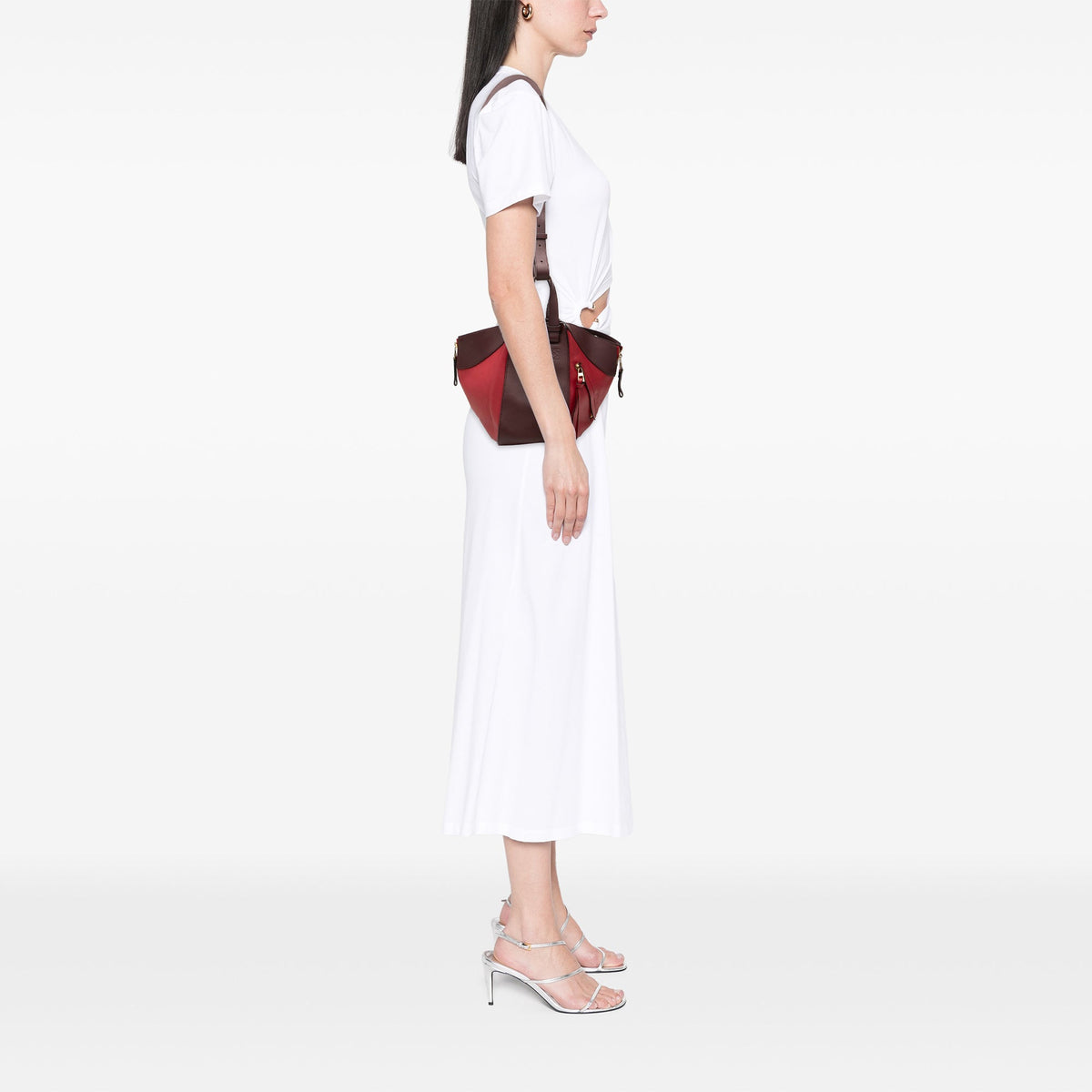 LOEWE Small Bicolor Calfskin Hammock Bag — Red