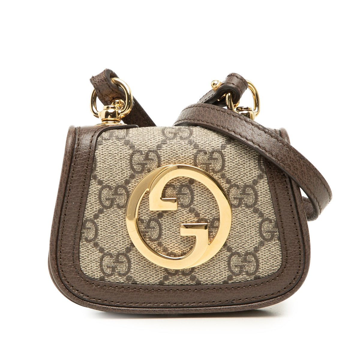 Gucci GG Supreme Blondie Card Case on Strap — Beige