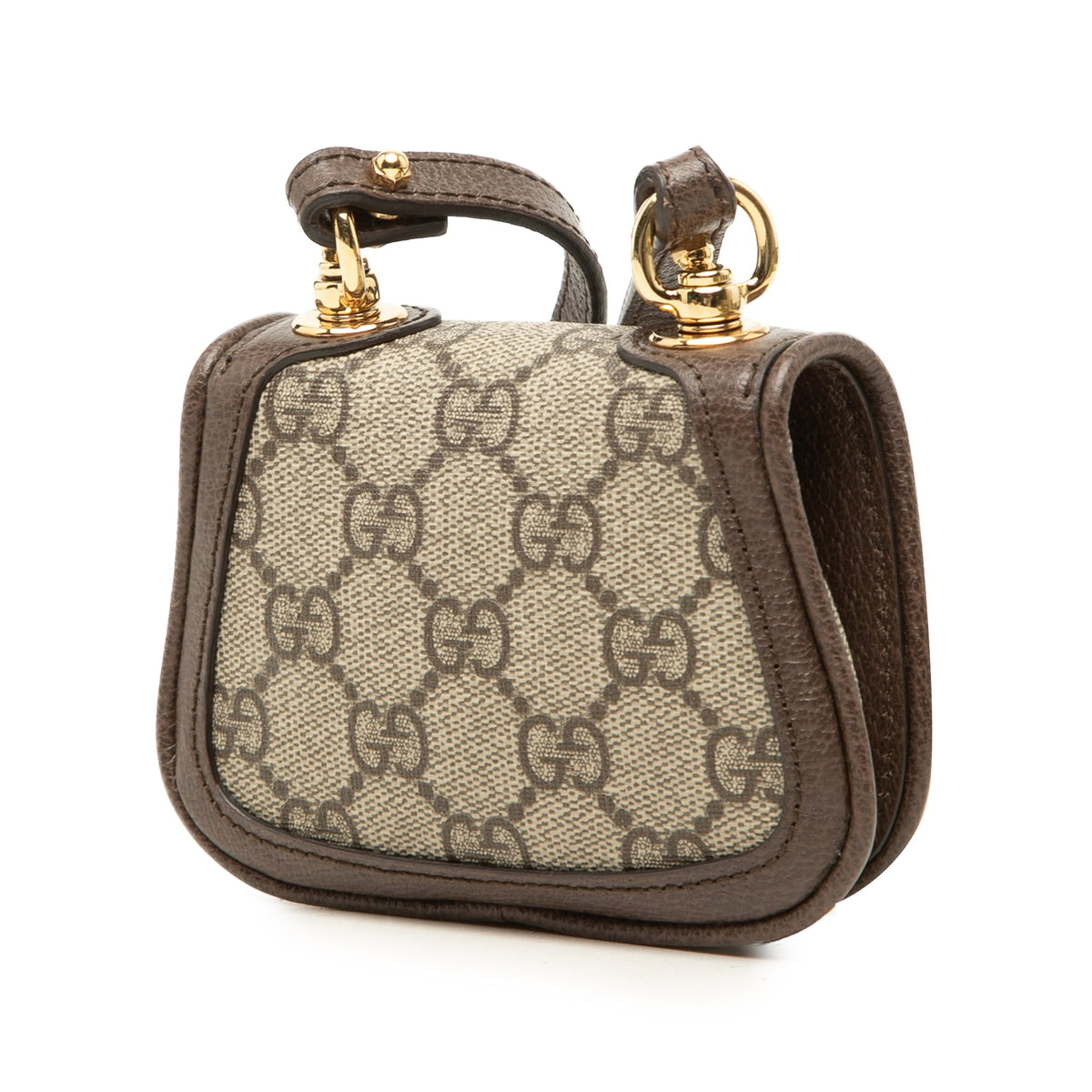 Gucci GG Supreme Blondie Card Case on Strap — Beige