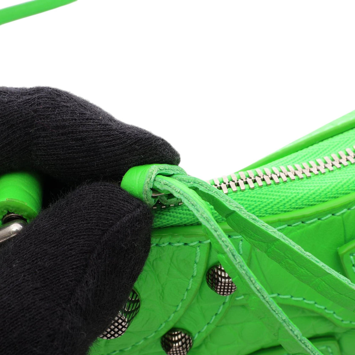Balenciaga Croc Embossed Leather Motocross Le Cagole XS