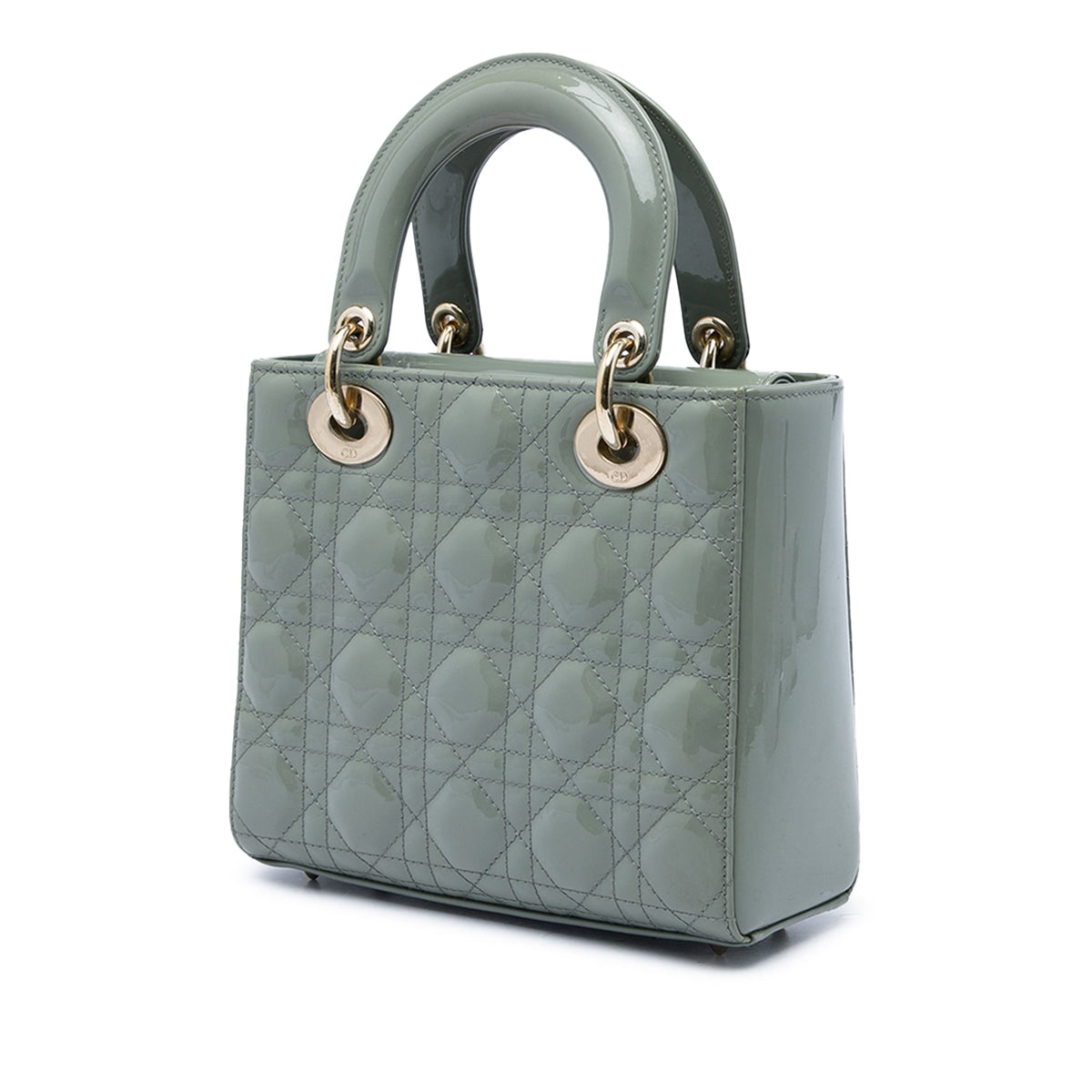 Dior Small Patent Cannage Lady Dior — Gray