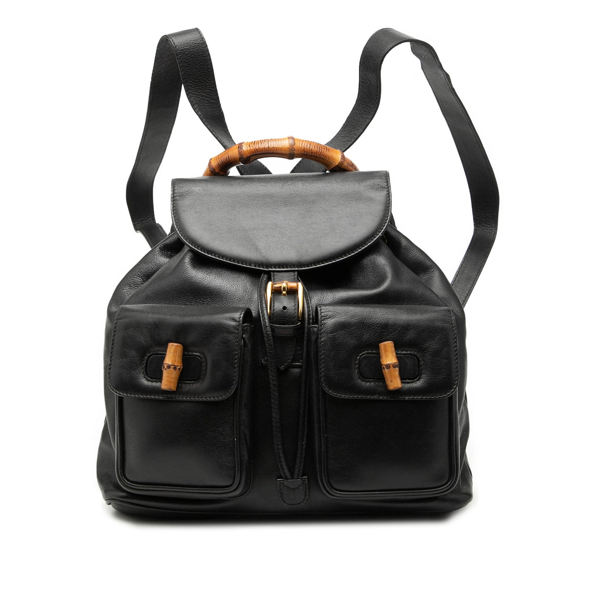 Gucci Calfskin Bamboo Drawstring Backpack