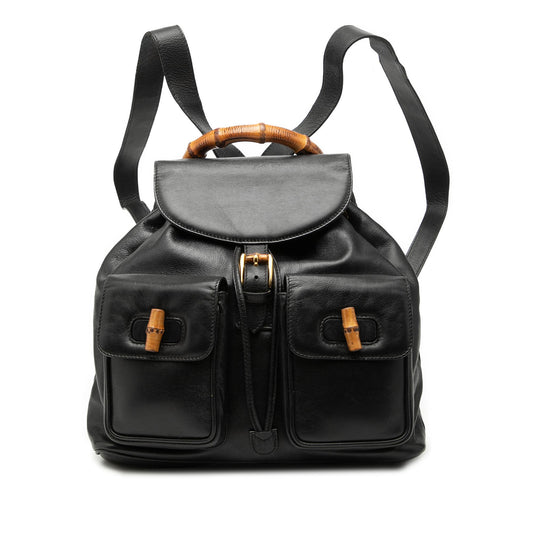 Gucci Calfskin Bamboo Drawstring Backpack