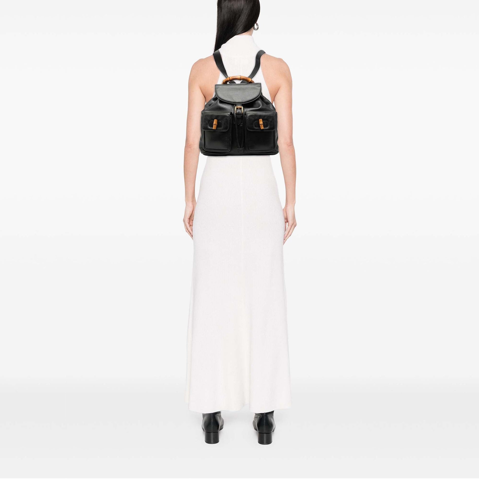 Gucci Calfskin Bamboo Drawstring Backpack