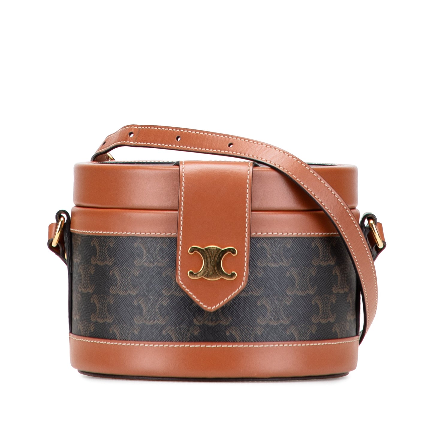 Celine Medium Triomphe Coated Canvas Tambour Crossbody