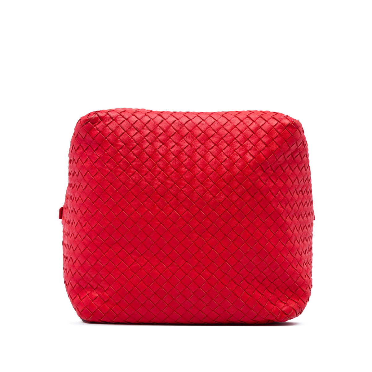 Bottega Veneta Nappa Intrecciato Cube Shoulder Bag — Red
