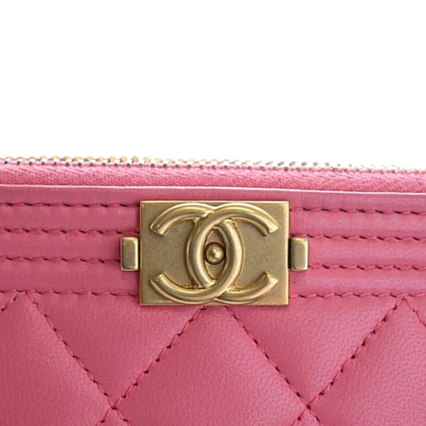 Quilted Lambskin Boy Double Zip Wallet On Chain