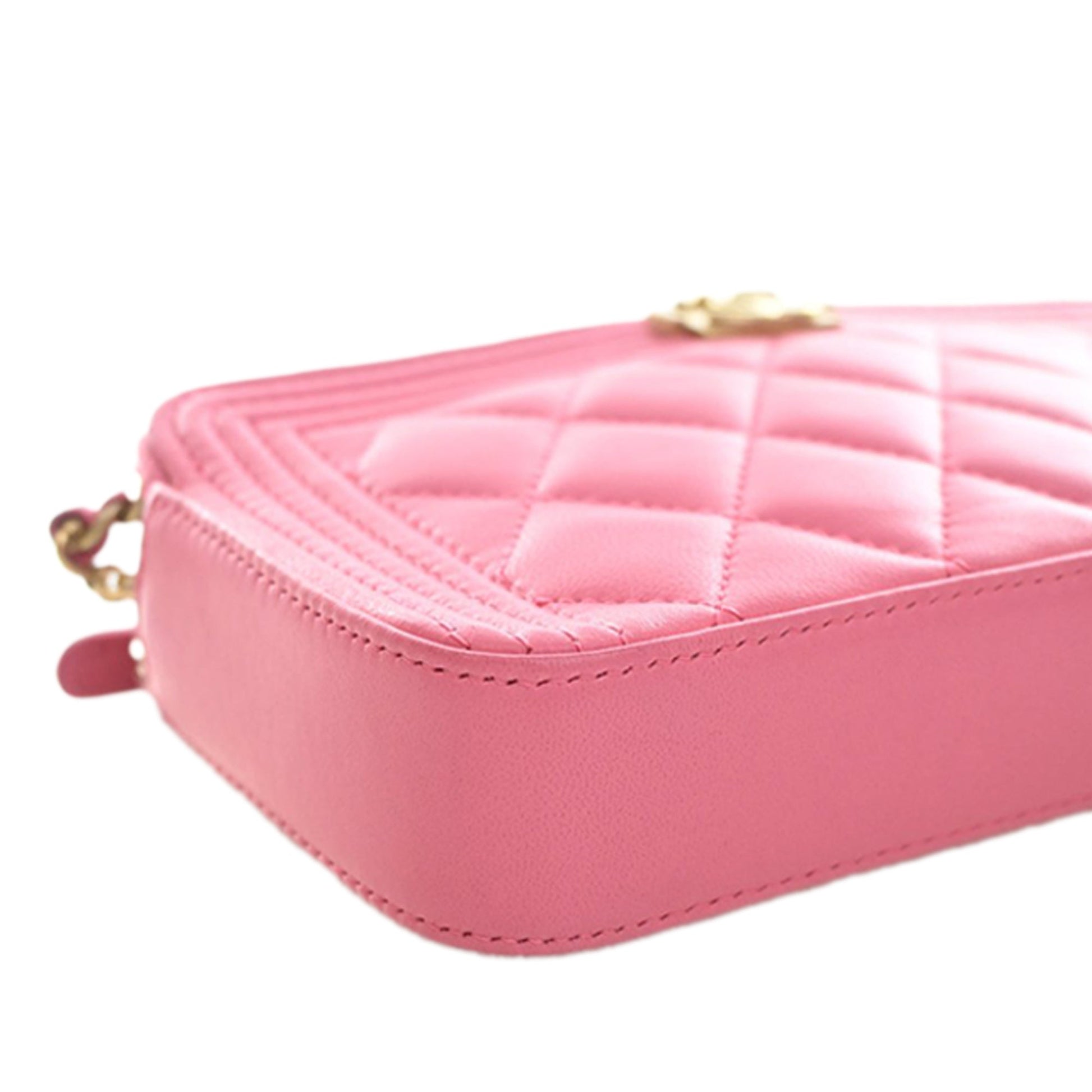 Quilted Lambskin Boy Double Zip Wallet On Chain