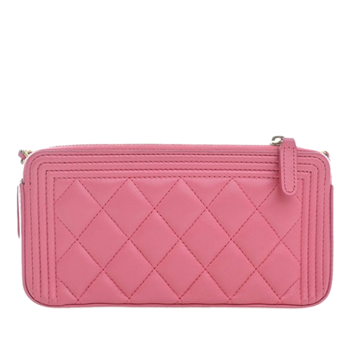 Quilted Lambskin Boy Double Zip Wallet On Chain