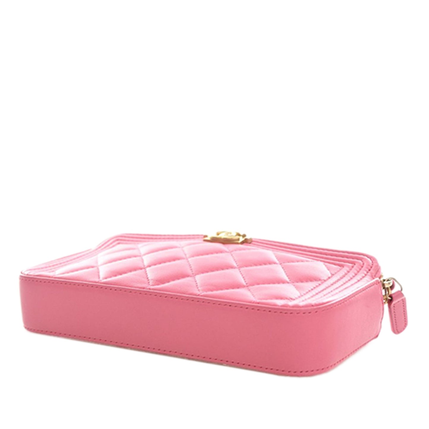 Quilted Lambskin Boy Double Zip Wallet On Chain