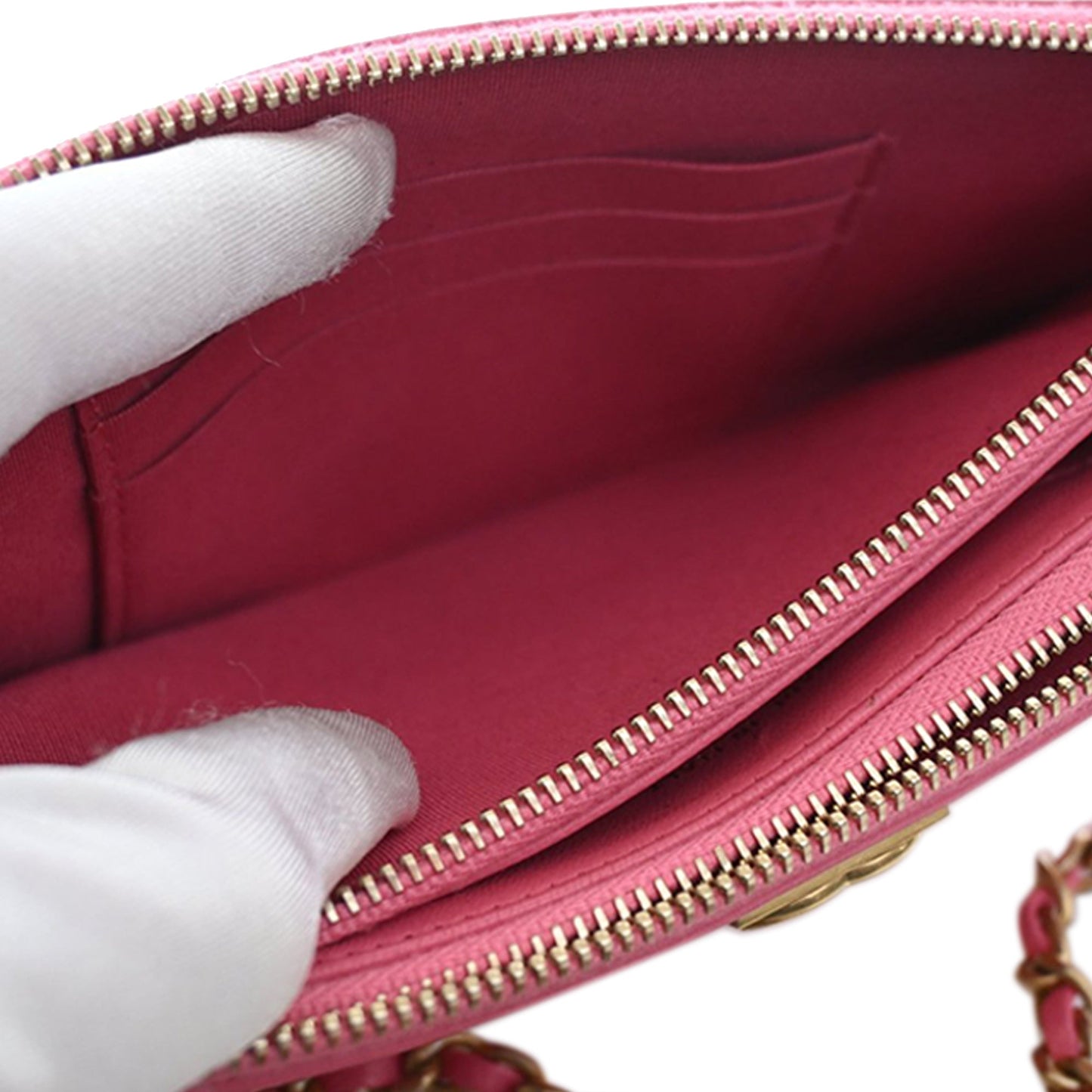 Quilted Lambskin Boy Double Zip Wallet On Chain