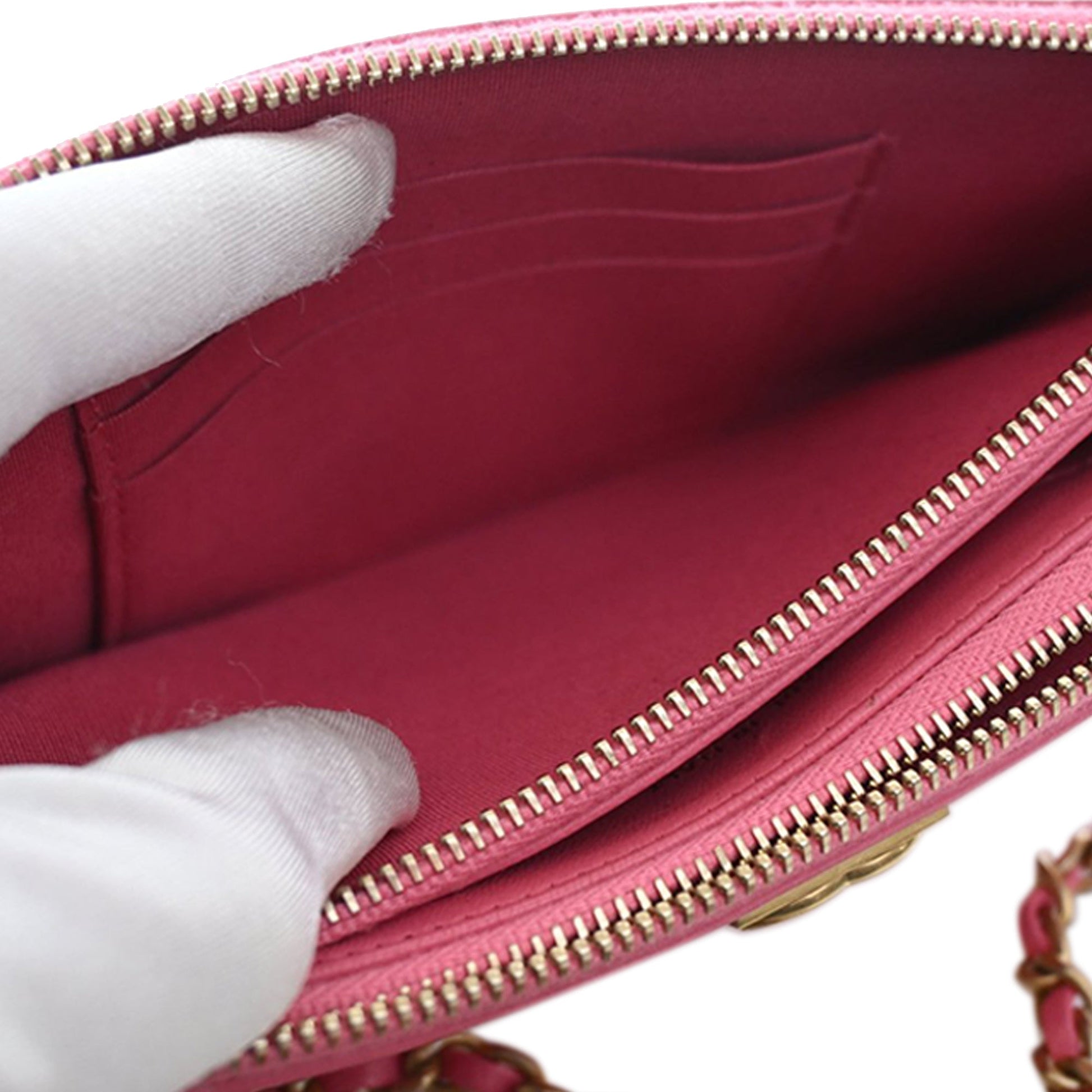 Quilted Lambskin Boy Double Zip Wallet On Chain