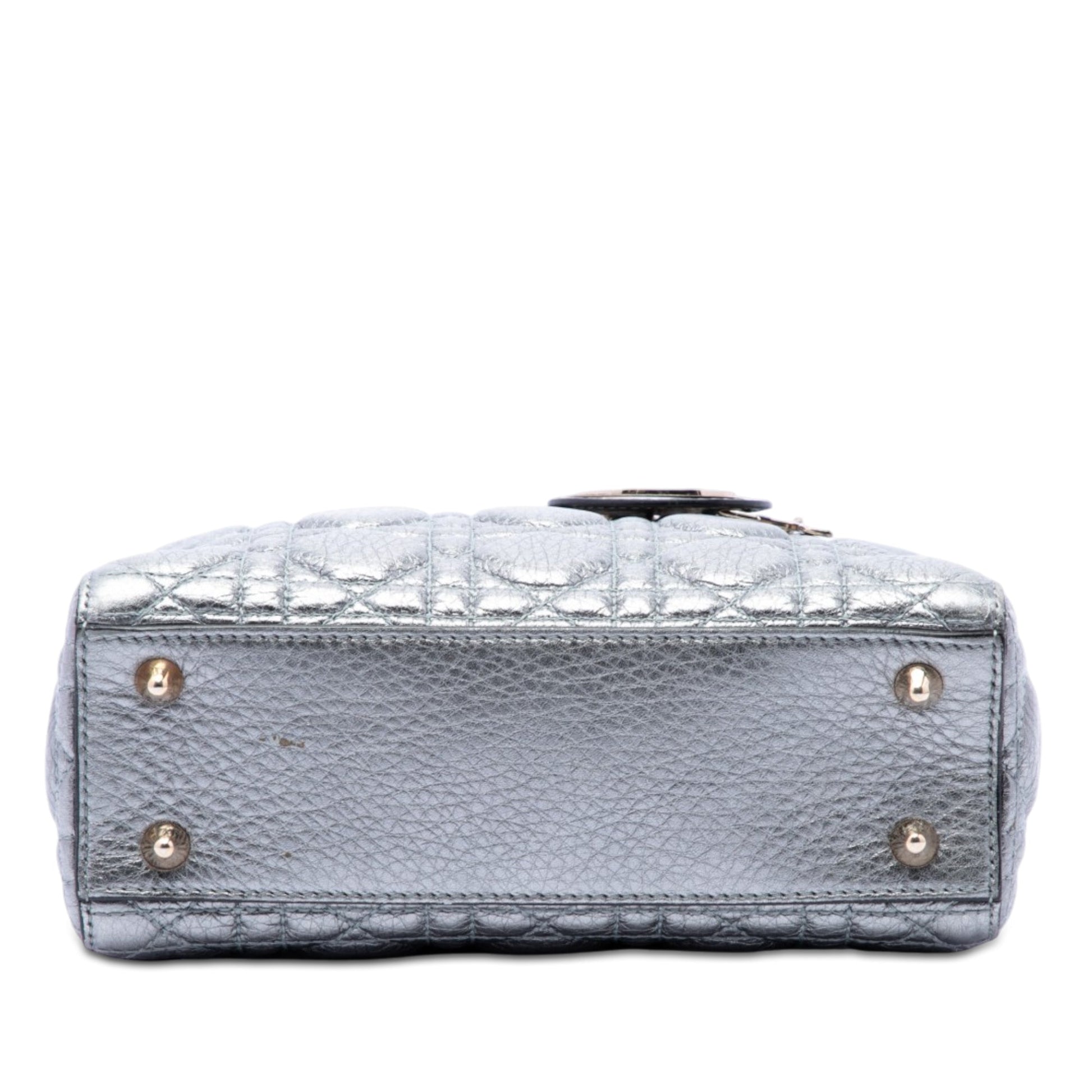 Dior Small Metallic Grained Calfskin Cannage Supple Lady Dior