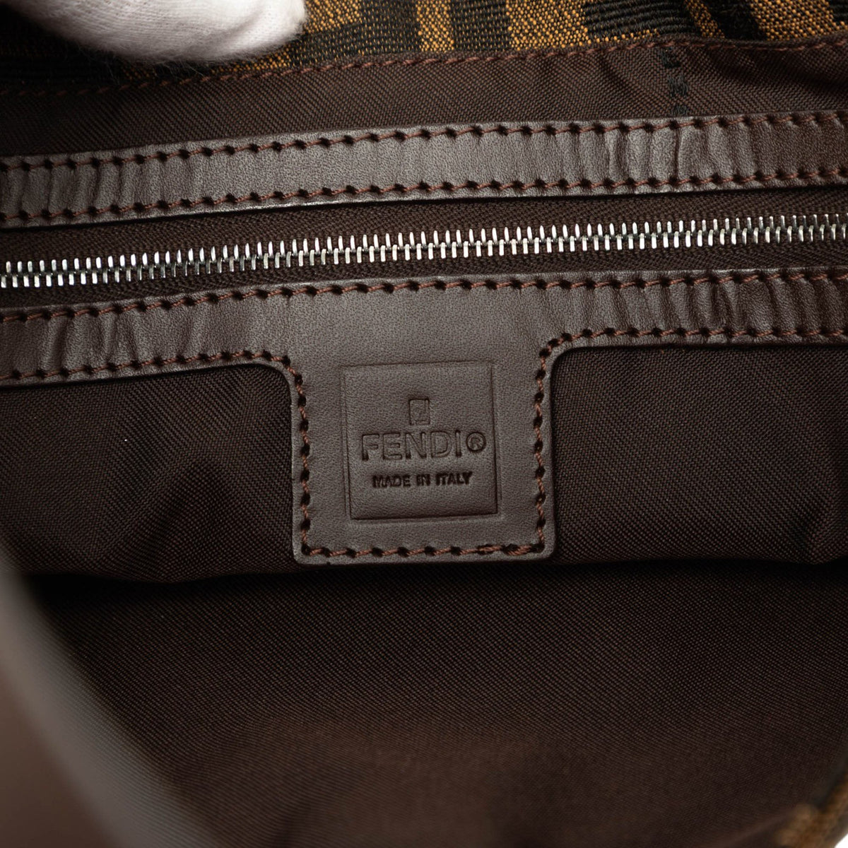 Fendi Zucca Canvas Shoulder Bag — Brown