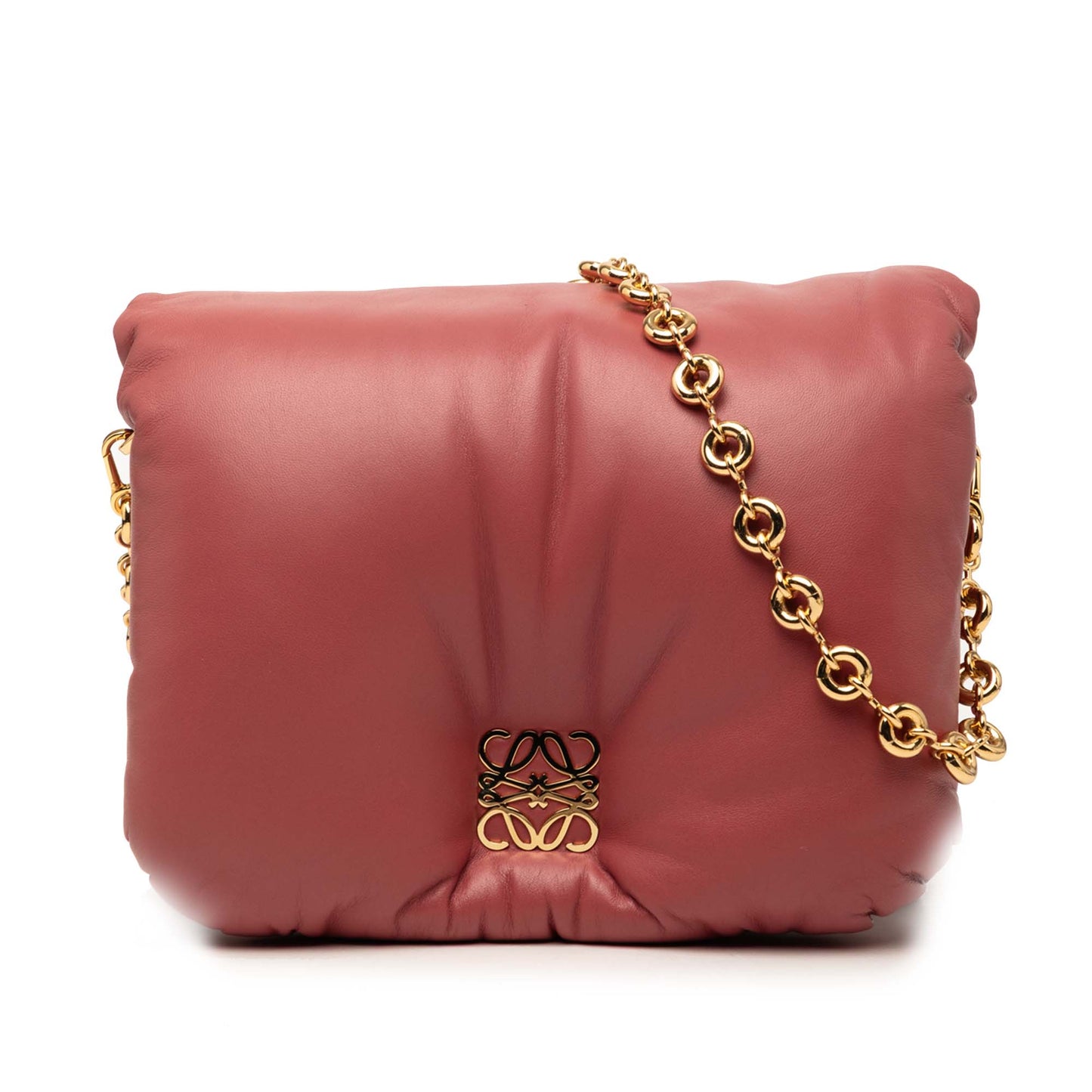 LOEWE Shiny Lambskin Goya Puffer Chain Bag