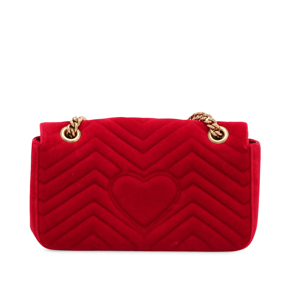 Gucci Medium GG Marmont Matelasse Velvet Shoulder Bag — Red