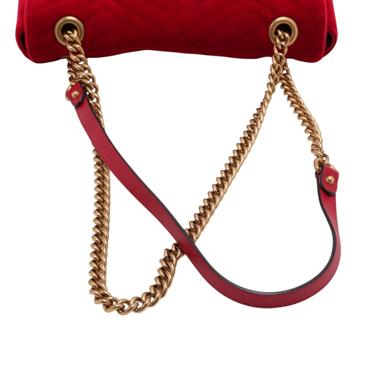 Gucci Medium GG Marmont Matelasse Velvet Shoulder Bag — Red